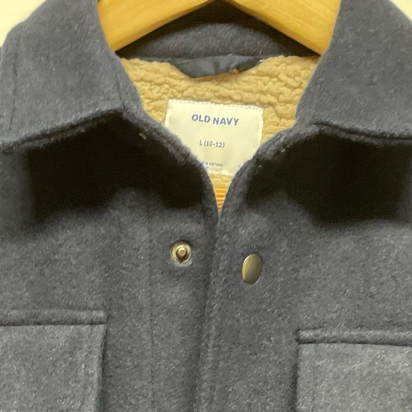 Old Navy Snap Wool Peacoat Shirt Jacket Navy Blue Sz L(10-12) - Picture 7 of 11